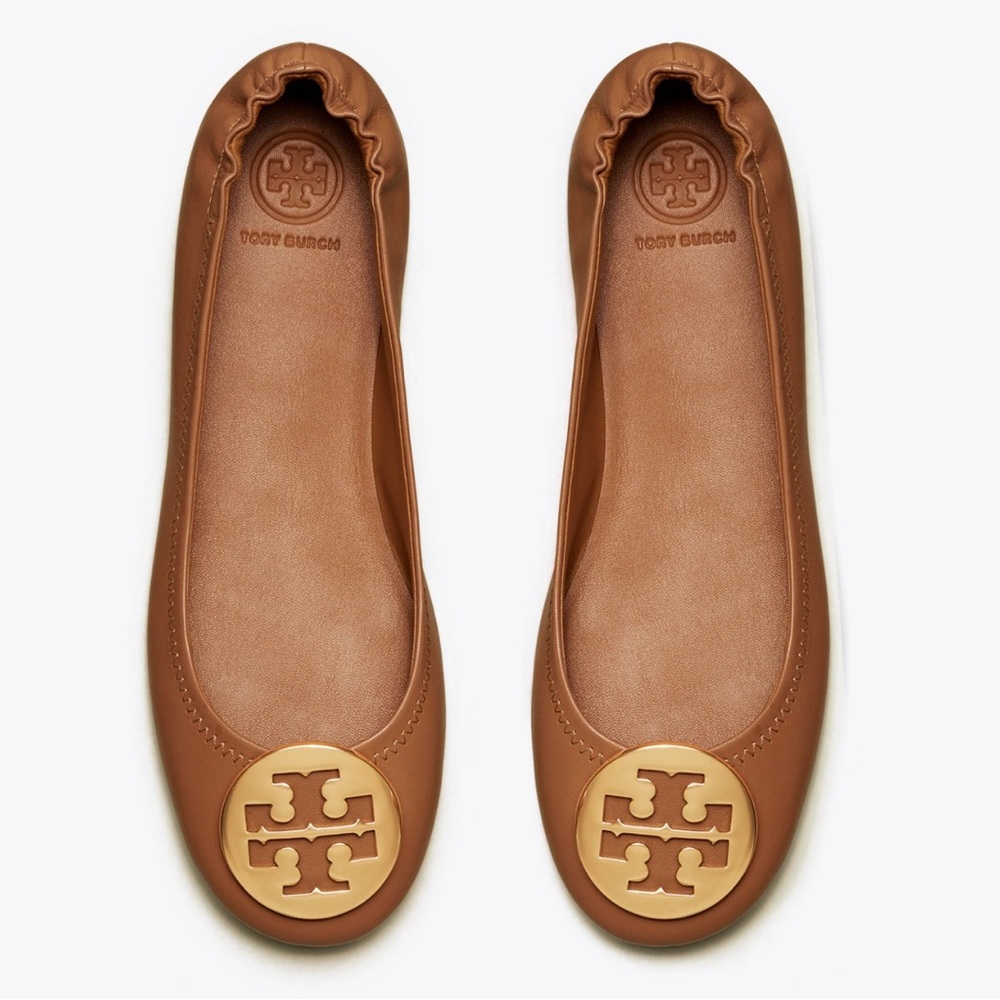 Tory Burch - Minnie Travel Ballet Flat - Royal Tan/Gold - Women’s 7.5